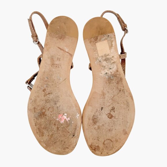 Gucci Bamboo GG Flat Thong Sandals Size 36 US 6 Beige Monogram Canvas Flop Flop - Picture 11 of 13